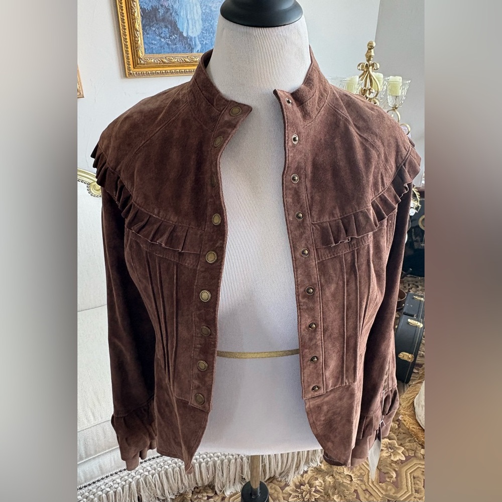 DG2 by Diane Gilman Brown Suede Bomber Jacket